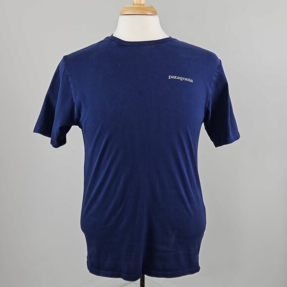 Patagonia Organic Cotton Blue Graphic T-Shirt | Men's Small FLAWS - Picture 1 of 14